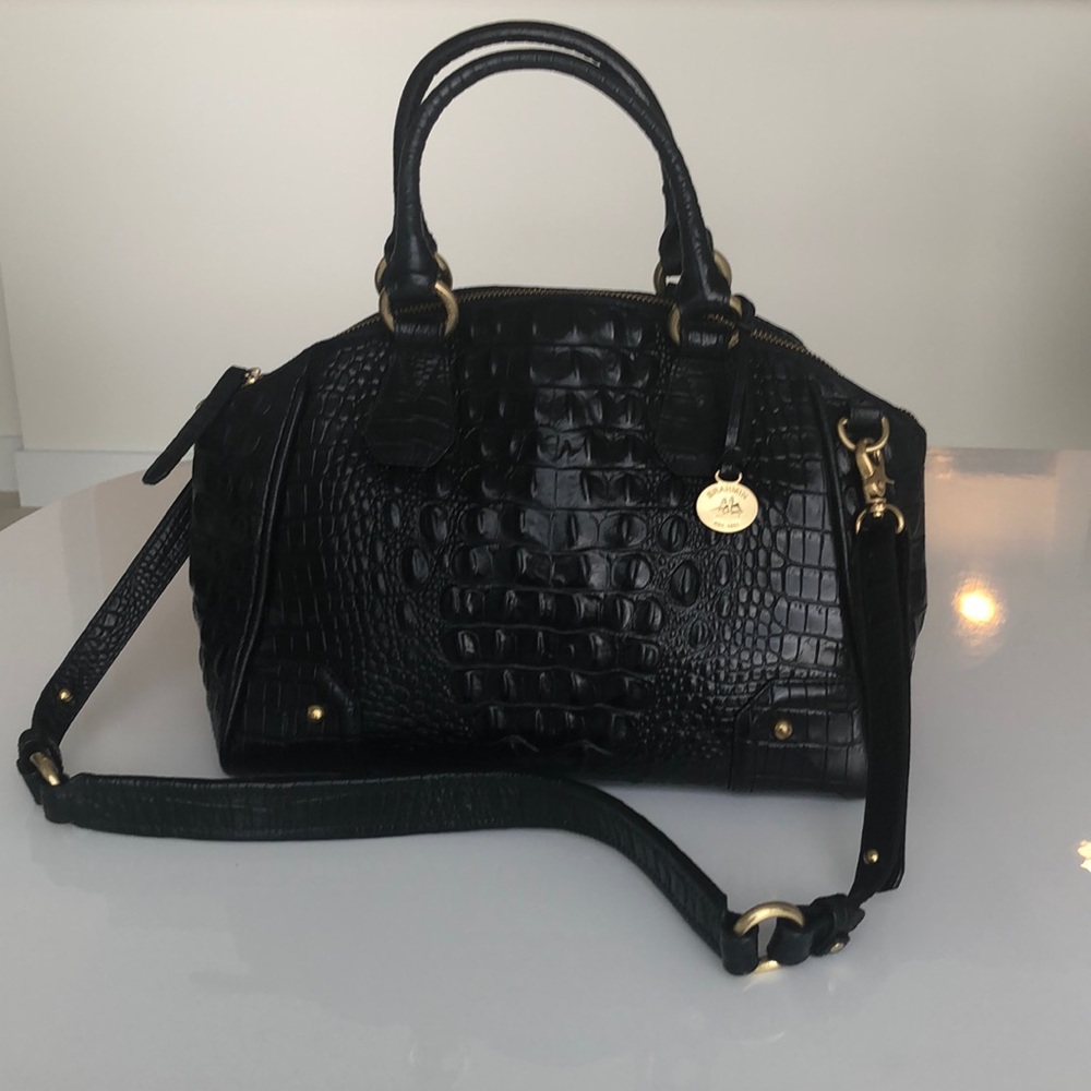 Brahmin satchel bag crocodile black